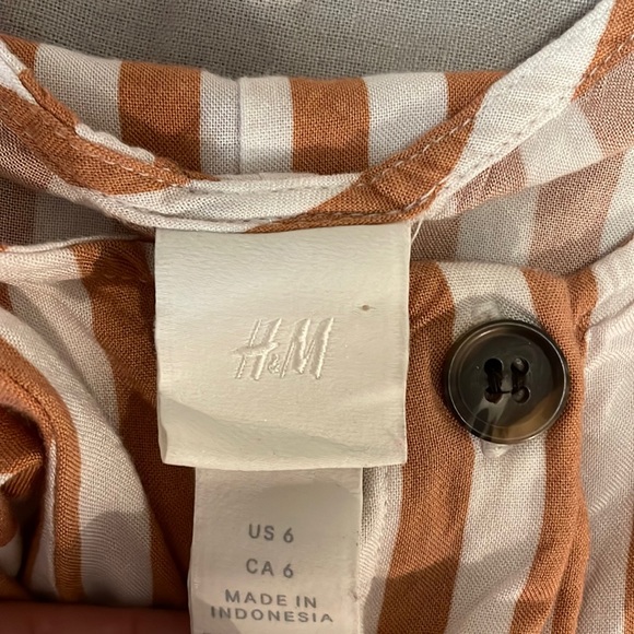 H&M Neutral Vertical Striped Shift Dress 6 Tank Button Front White Mini - Picture 12 of 12